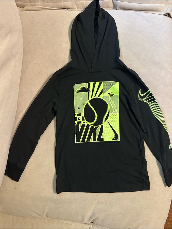 Nike Other - Nike Black Hoodie with Neon Yellow Graphic Accent